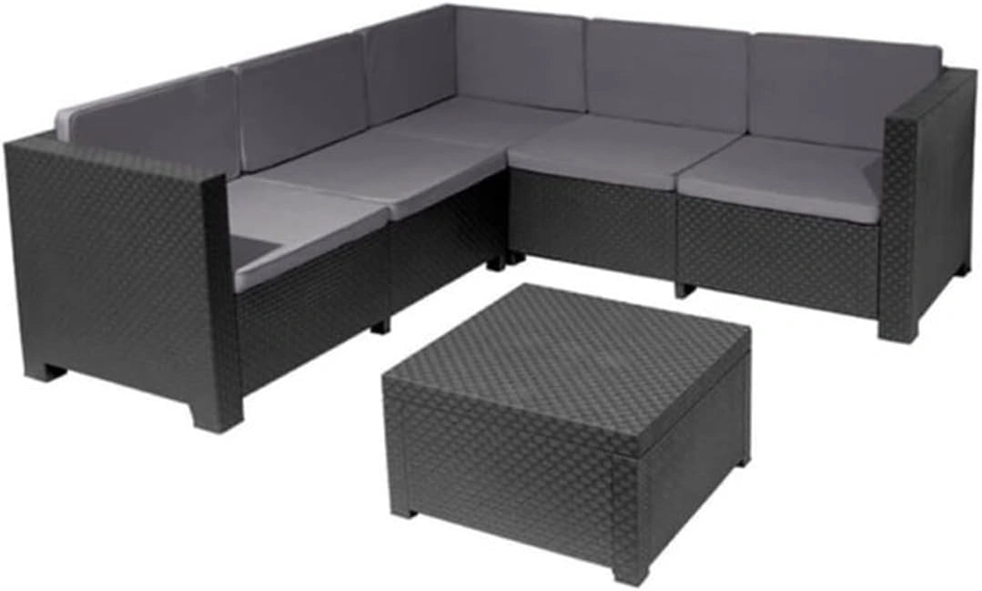 Mobilier de jardin complet en résine graphite