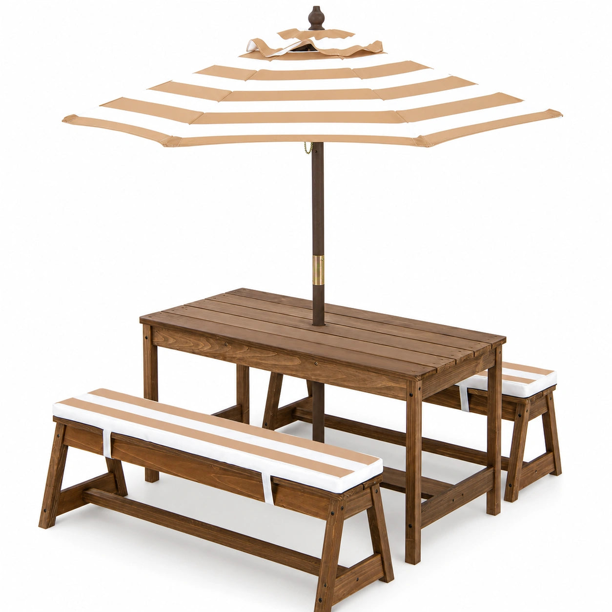 Ensemble de jardin pour enfants avec parasol réglable et bancs