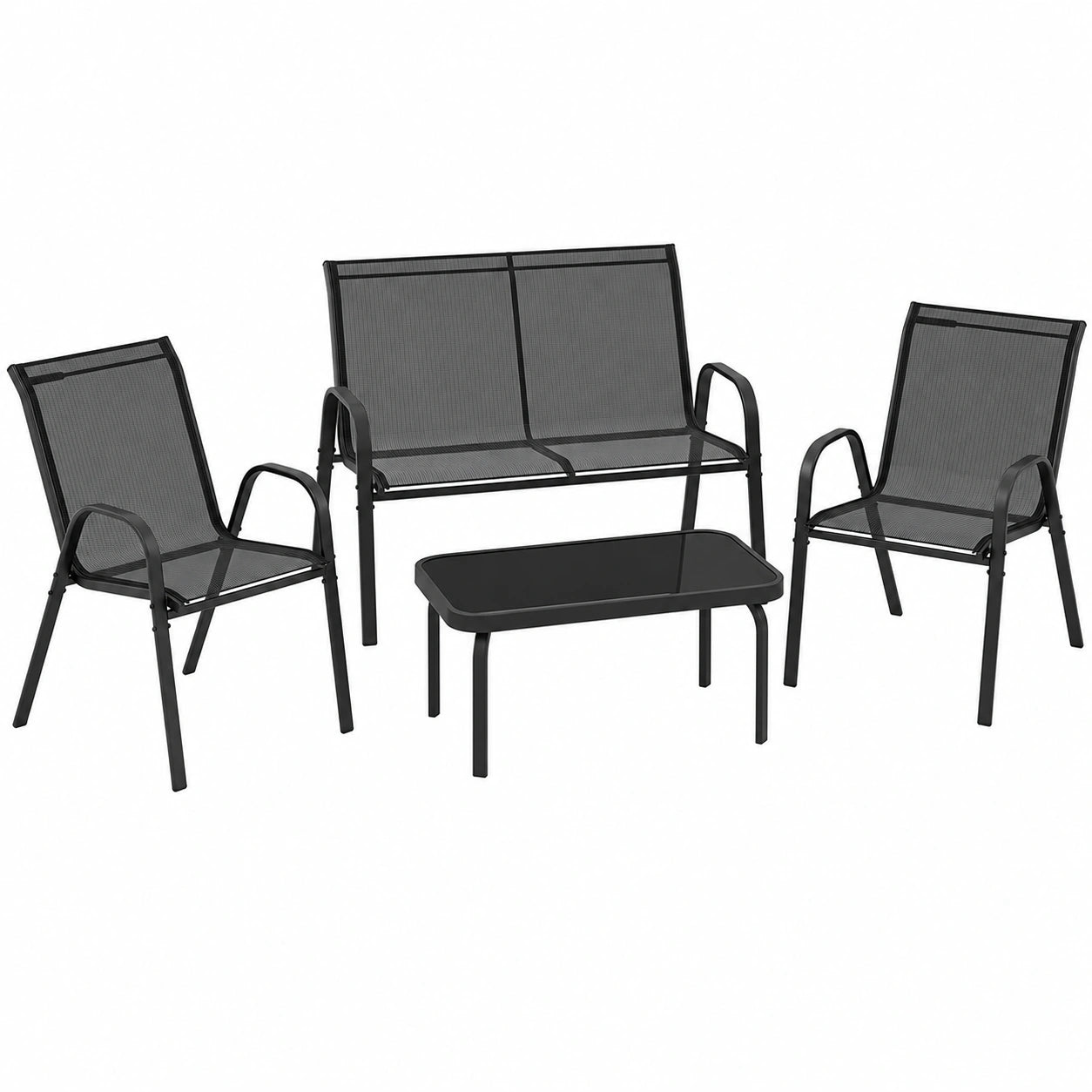 Ensemble de Jardin 4 Personnes avec Table Basse et Fauteuils