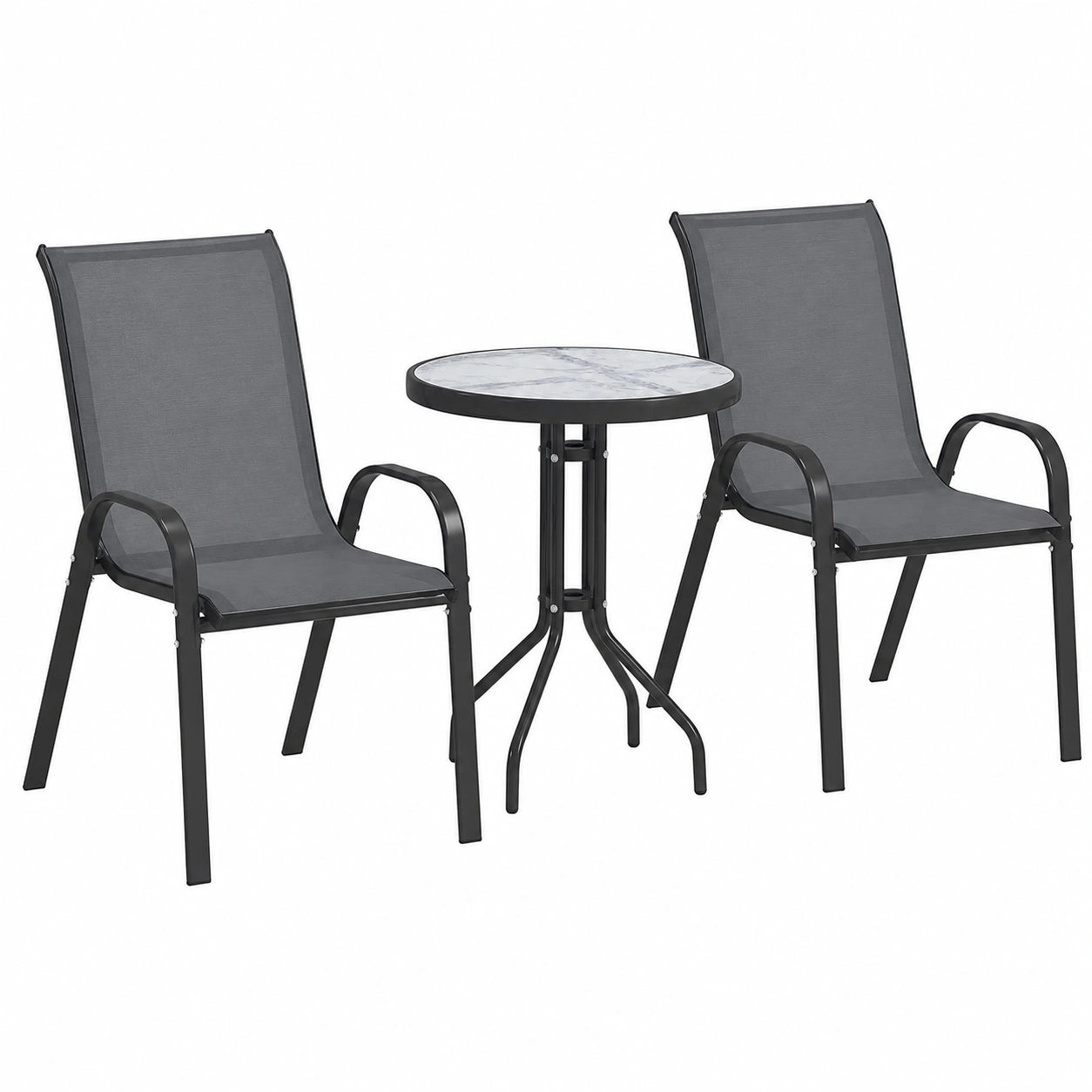 Ensemble de Mobilier de Jardin 3 Pièces avec Table Basse en Verre