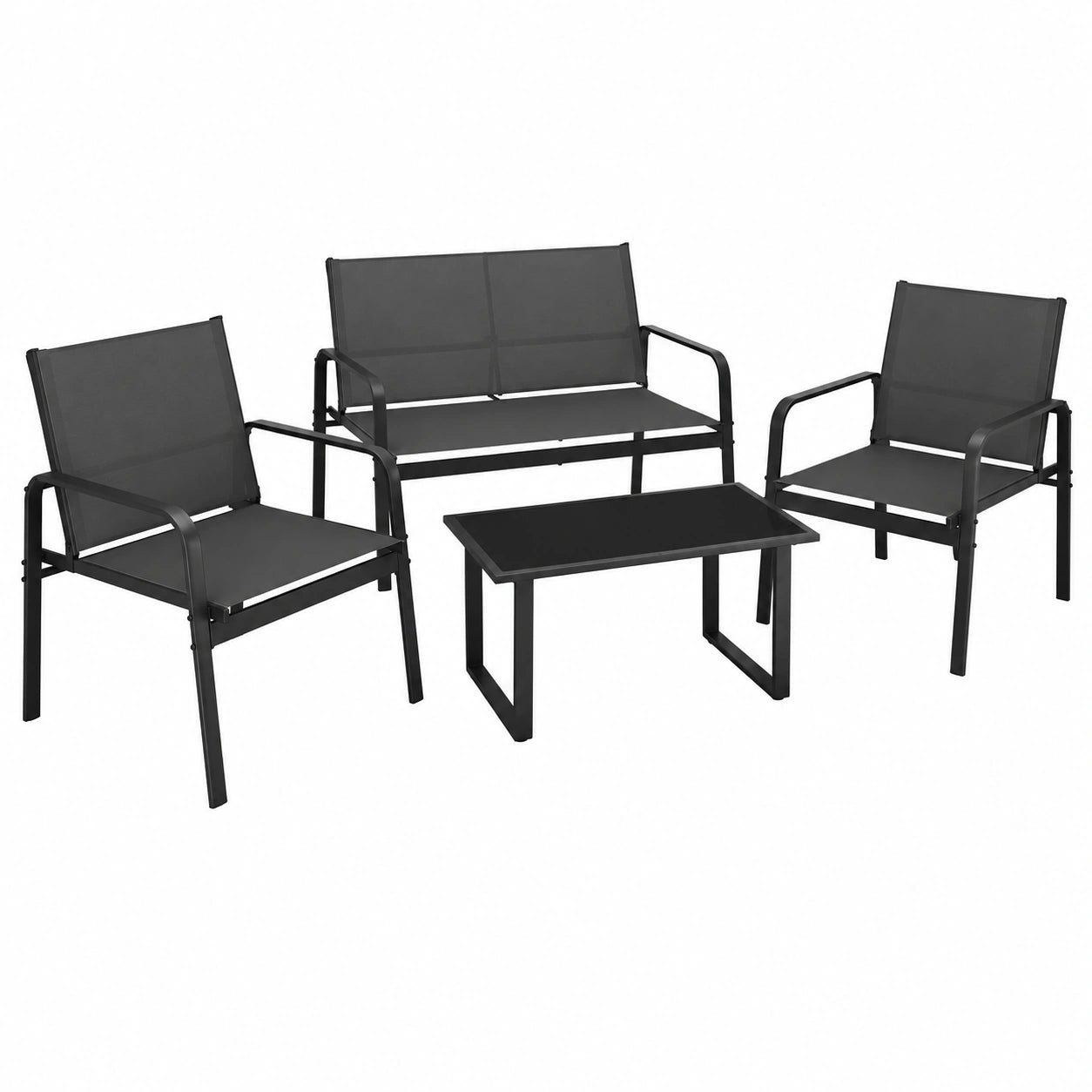 Ensemble de Jardin Moderne pour 4 Personnes avec Table et Fauteuils