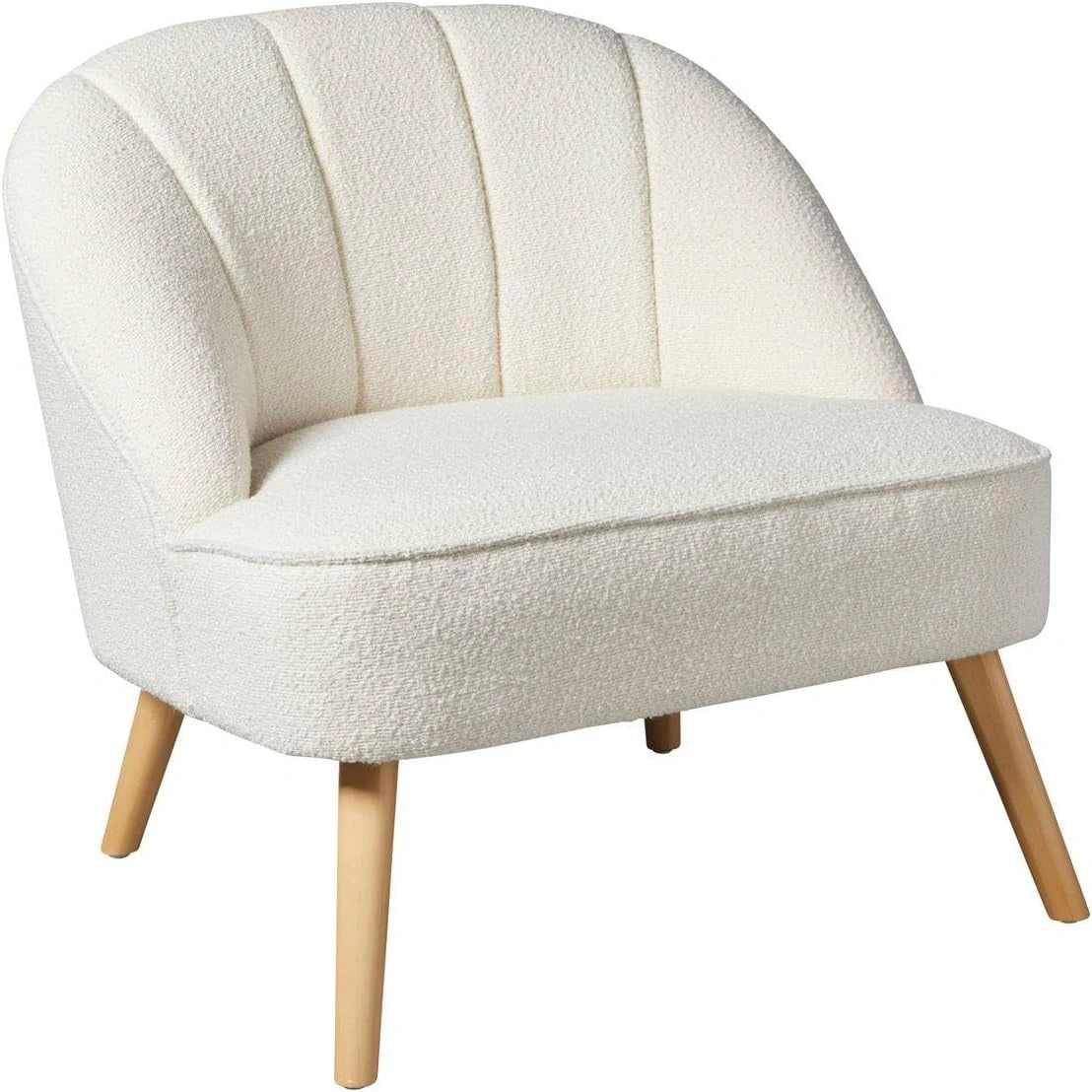 Atmosphera - Fauteuil Naova en Tissu Bouclette Hydrofuge, 78x72x71 cm, Pieds Bois, Idéal pour Salon et Chambre