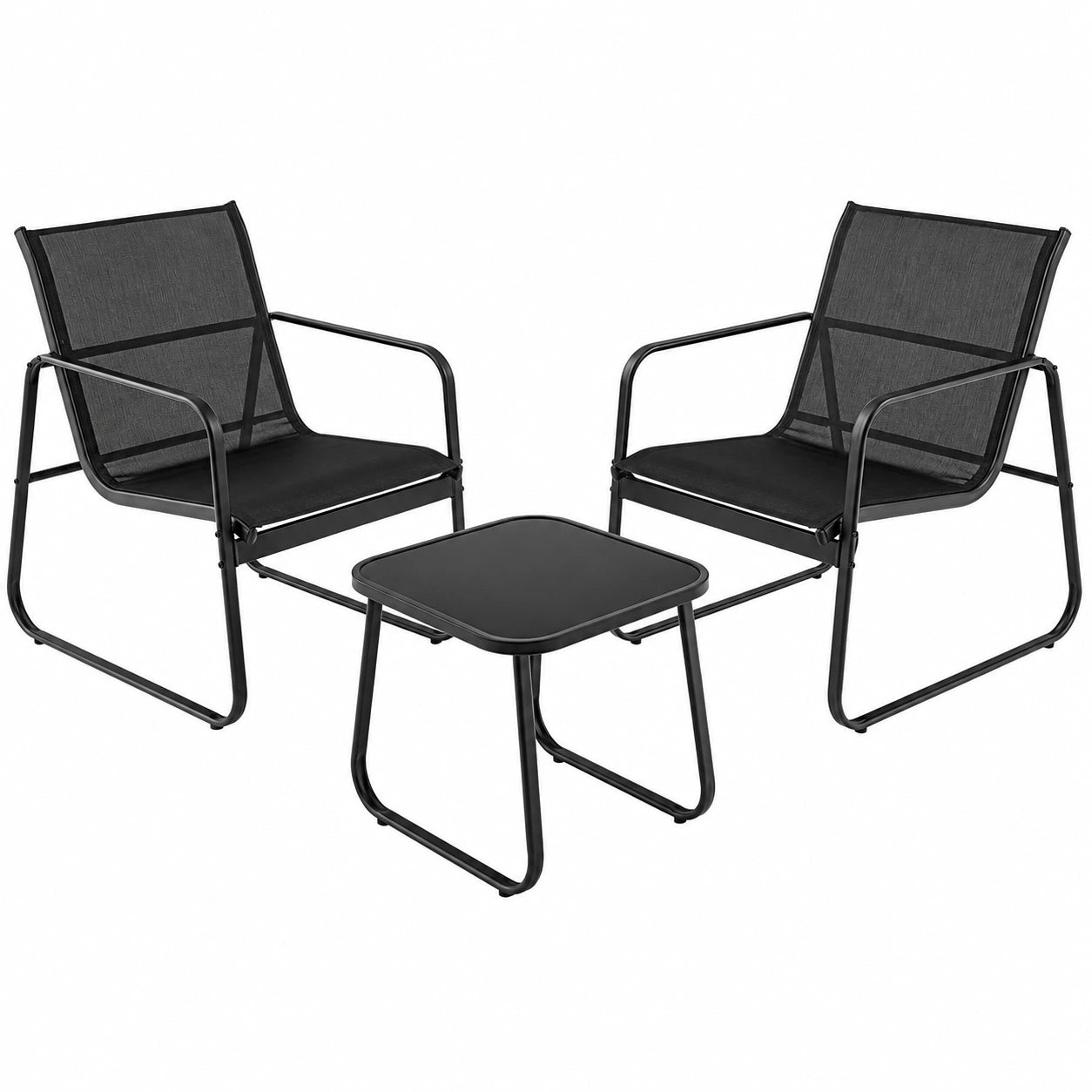 Ensemble de Balcon 3 pièces en Tissu Respirant, Mobilier de Jardin