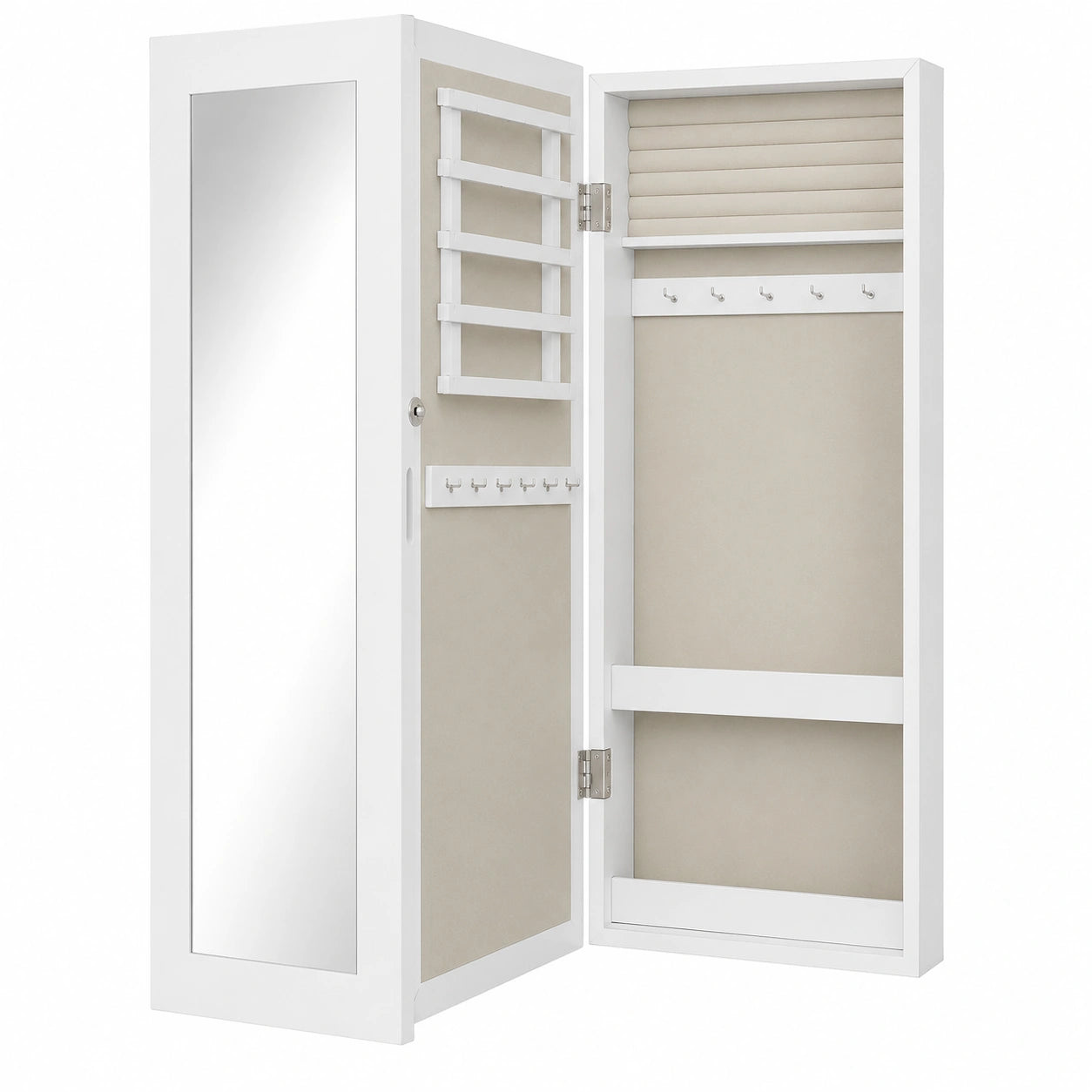 Armoire murale à bijoux avec miroir et rangement verrouillable