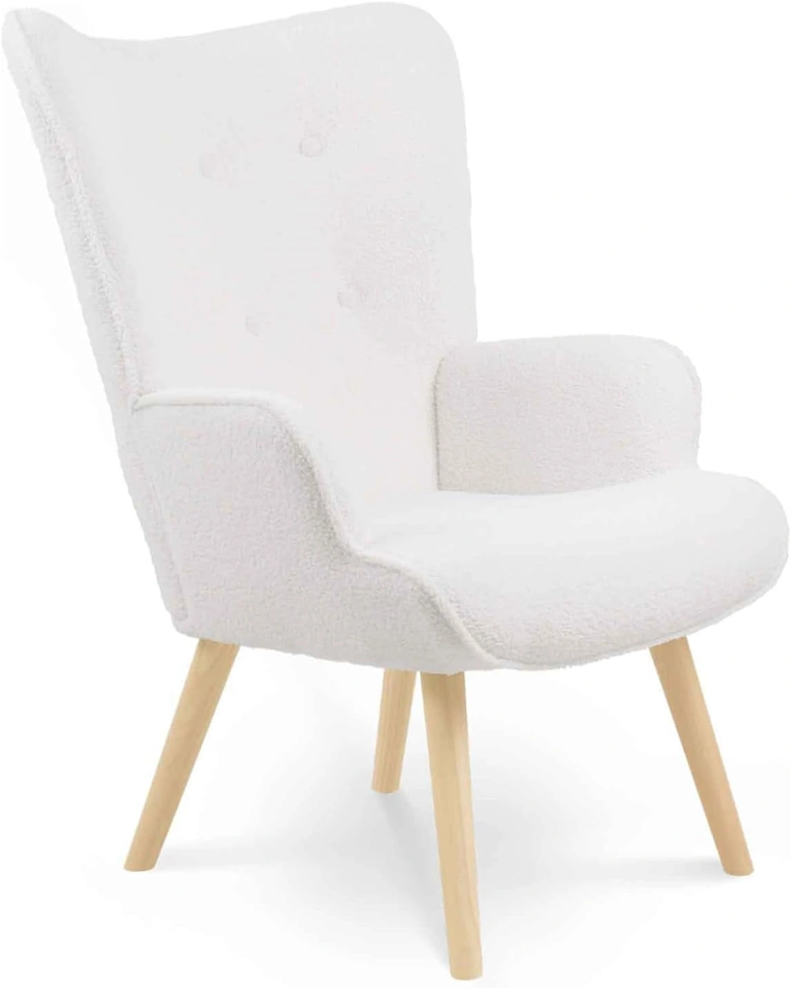 IDMarket - Chaise Scandinave Ivar en Tissu Bouclette Blanche