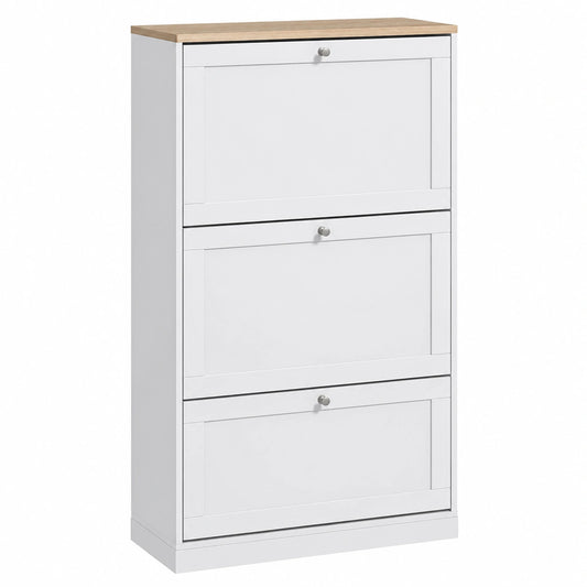 Armoire à Chaussures Moderne avec Tiroirs Rabattables et Étagères Réglables