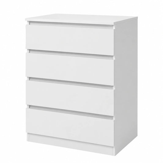 Commode blanche 4 tiroirs pour chambre, rangement polyvalent, armoire idéale