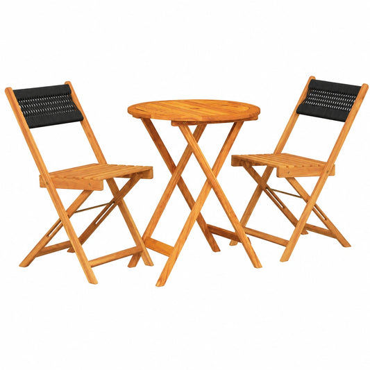 Ensemble de Bistro 3 pièces en Polypropylène et Bois pour Jardin