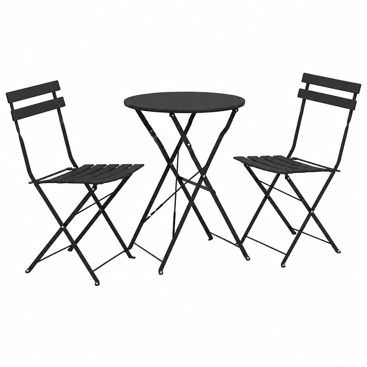 Ensemble Bistro de Jardin en Acier Anthracite
