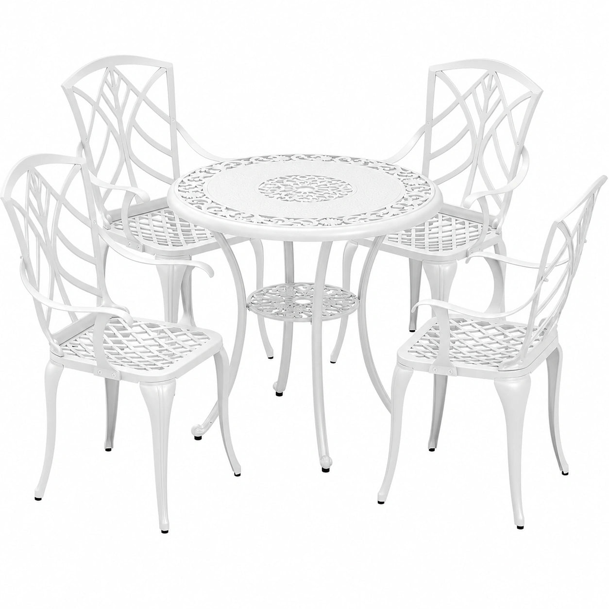 Ensemble de Jardin en Aluminium avec Table Ronde et Chaises