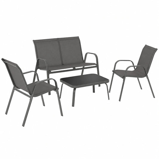 Ensemble de Mobilier de Jardin pour 4 Personnes avec Canapé et Fauteuils