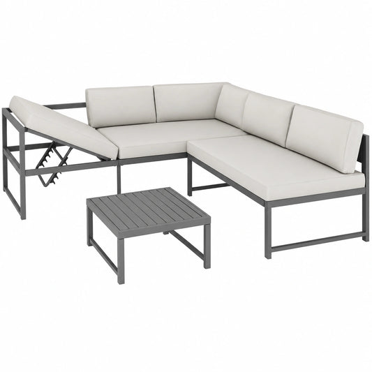 Ensemble de Jardin Extérieur en Aluminium Pour 5 Personnes avec Coussins