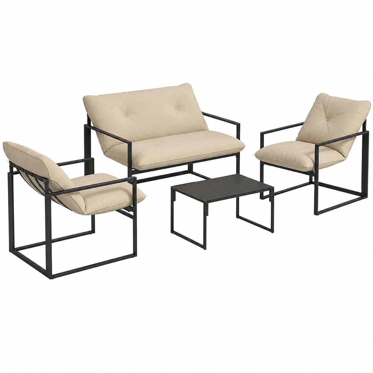Ensemble de Mobilier de Jardin en Résine avec Coussins Épais