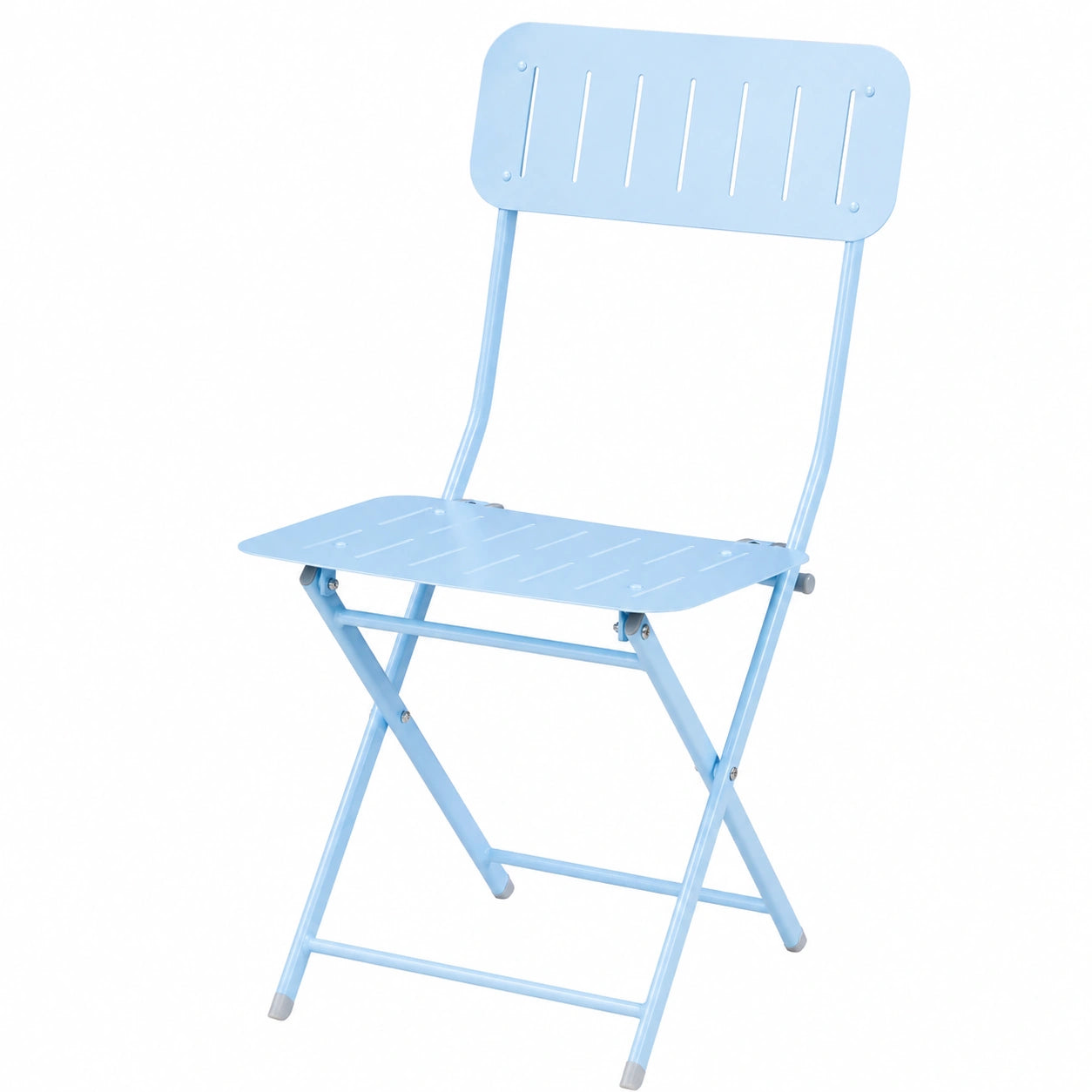 Lot de 2 chaises pliantes pour jardin ou balcon, capacité 110 kg, acier, couleur bleu ciel
