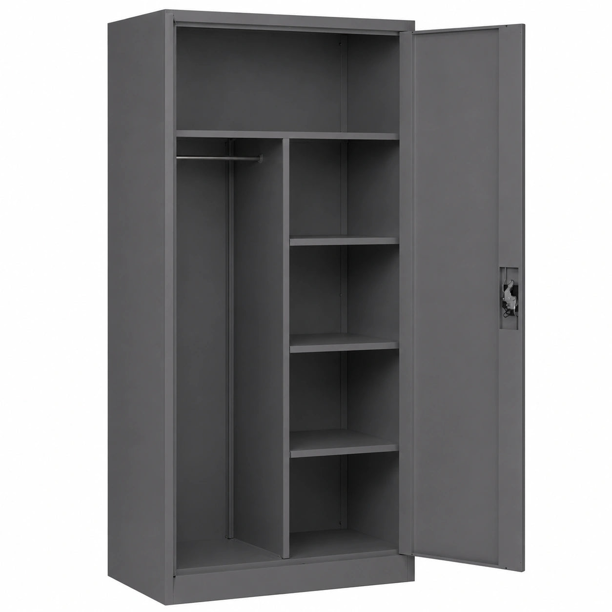 Armoire en métal verrouillable avec tringle à vêtements et rangement