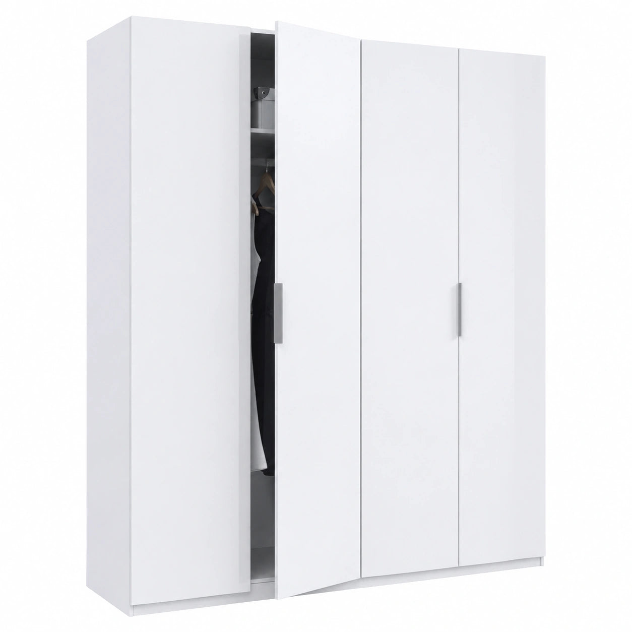 Armoire 4 portes blanche brillante 200x180x52 cm