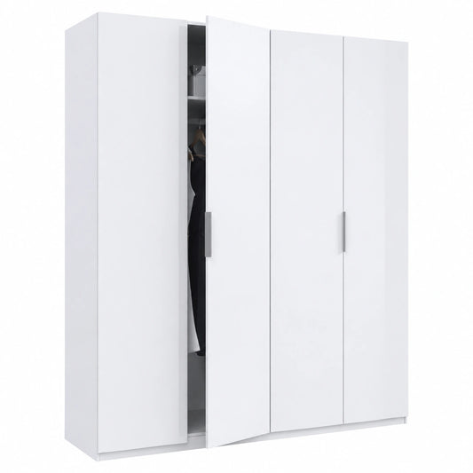 Armoire 4 portes blanche brillante 200x180x52 cm