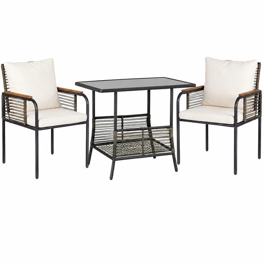 Ensemble de Salon en Rotin pour Patio avec Coussins