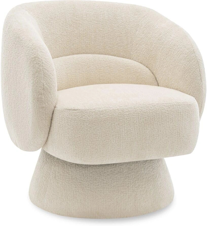 Fauteuil pivotant moderne en tissu bouclette beige - Franklin - 74x75x75 cm