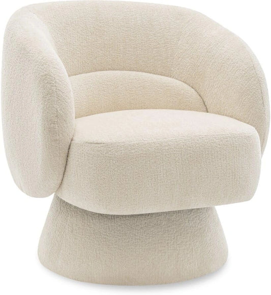 Fauteuil pivotant moderne en tissu bouclette beige - Franklin - 74x75x75 cm