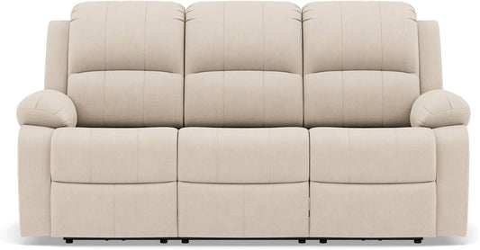 Canapé 3 Places en Velours Armand - Beige - Relaxation Électrique et Confort Optimal