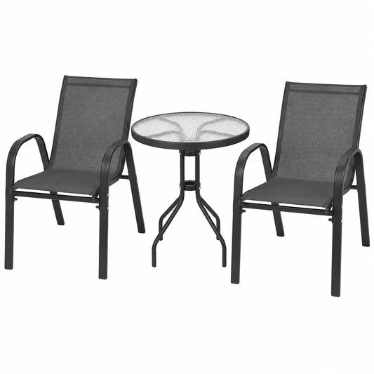Ensemble de Jardin Extérieur, 2 Fauteuils et Table Ronde, Mobilier d'Extérieur pour Terrasse