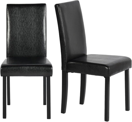 EGGREE Lot de 2 Chaises Modernes Noires en Similicuir avec Pieds en Bois Massif