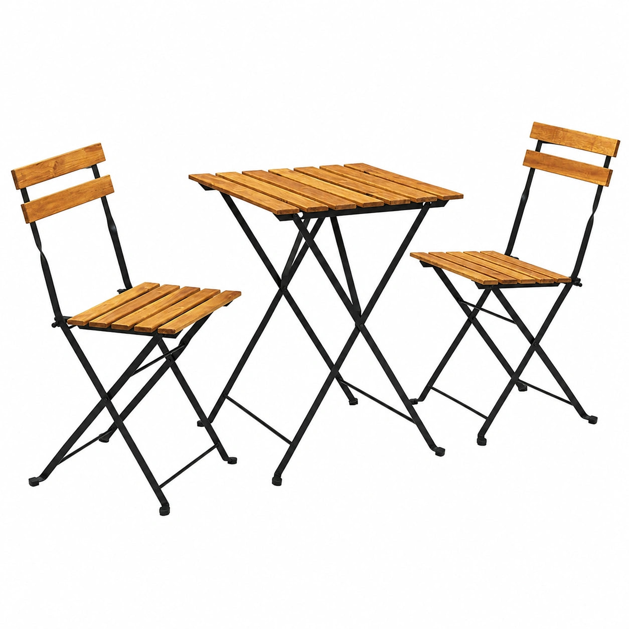 Ensemble pliant en bois d'acacia pour jardin, 3 pièces