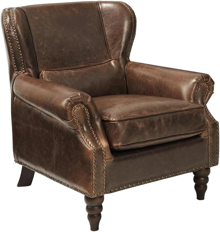 Fauteuil en Cuir Véritable Edouard - Design Élégant Marron