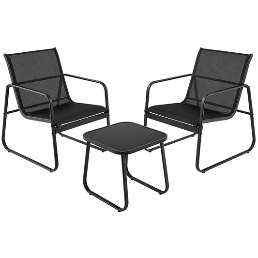Ensemble de Balcon 3 pièces en Tissu Respirant, Mobilier de Jardin