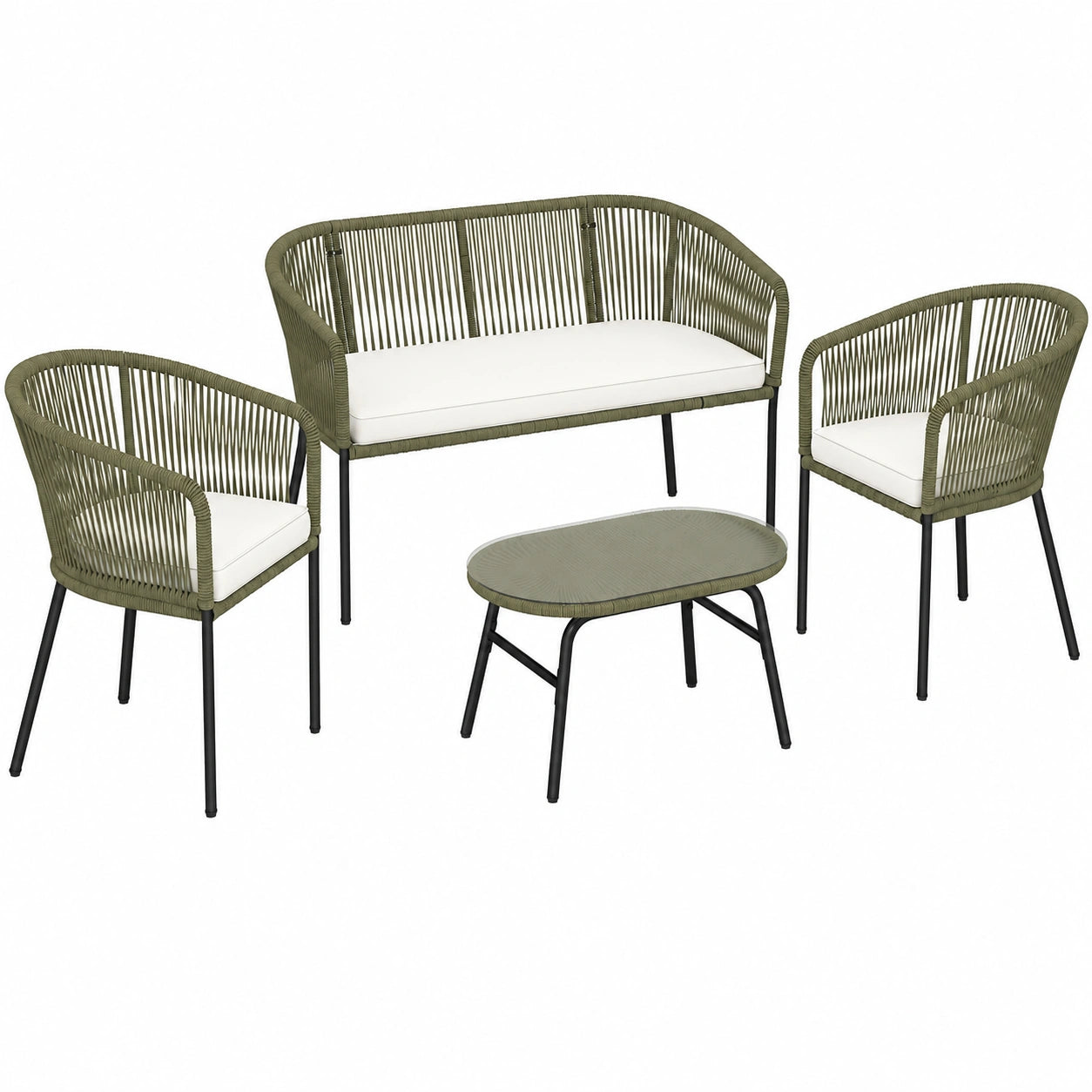 Ensemble de Mobilier de Jardin 4 Places avec Coussins Amovibles