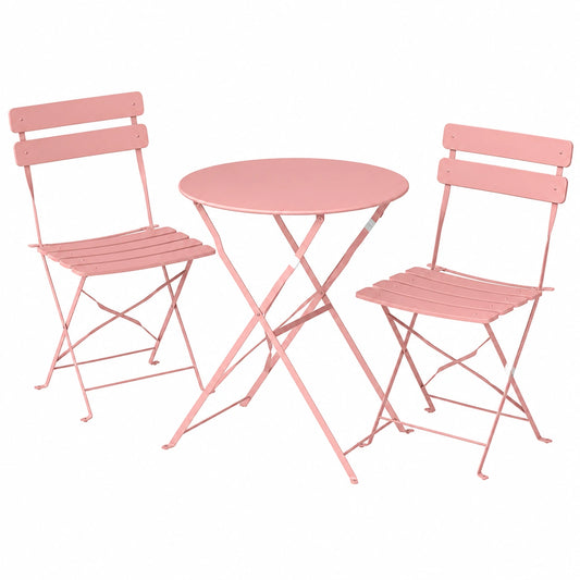 Ensemble Bistrot 3 Pièces pour Jardin - Table et Chaises Pliantes en Métal