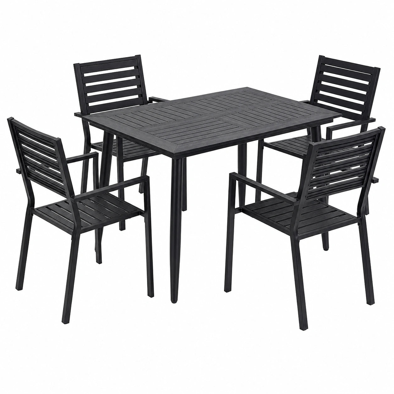 Ensemble de Salle à Manger Extérieur pour 4-6 Personnes avec Chaises Empilables