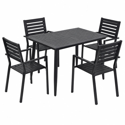Ensemble de Salle à Manger Extérieur pour 4-6 Personnes avec Chaises Empilables