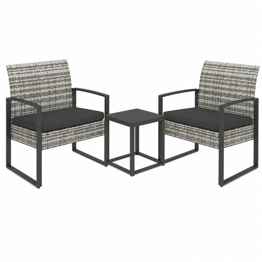 Ensemble de Mobilier de Jardin 2 Places avec Table Basse en Verre et Coussins