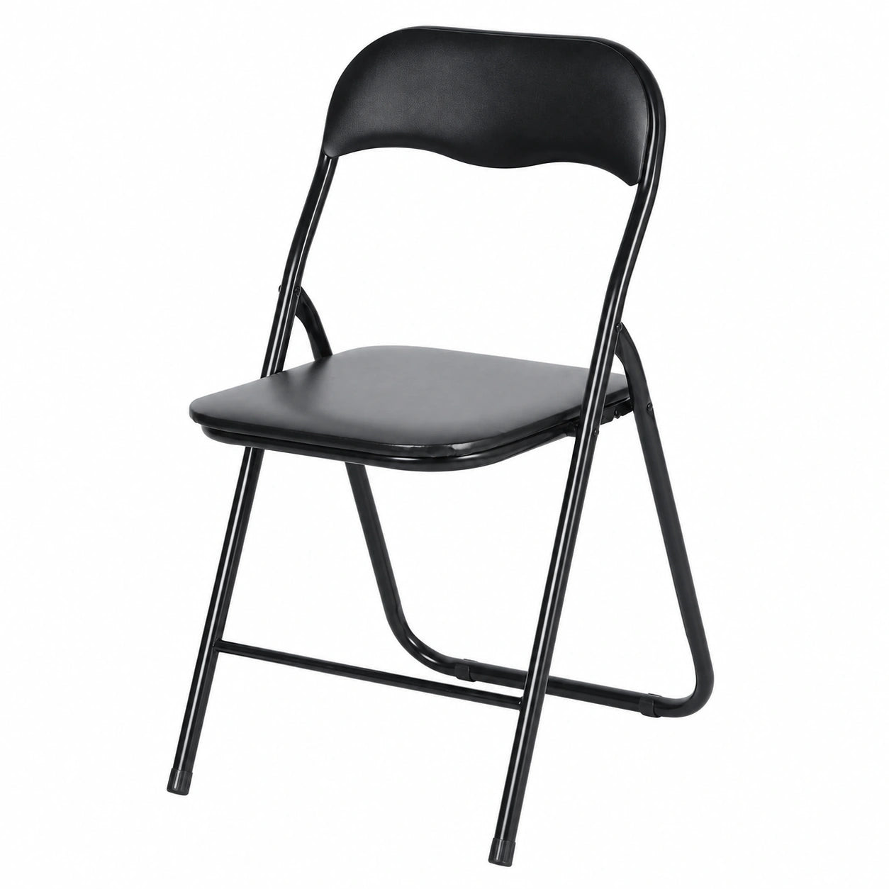Lot de 12 chaises pliantes noires avec siège rembourré en PVC
