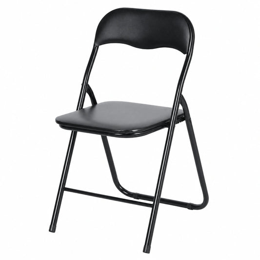 Lot de 12 chaises pliantes noires avec siège rembourré en PVC