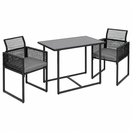 Ensemble de Jardin Extérieur en Rotin avec Table et Chaises Réglables