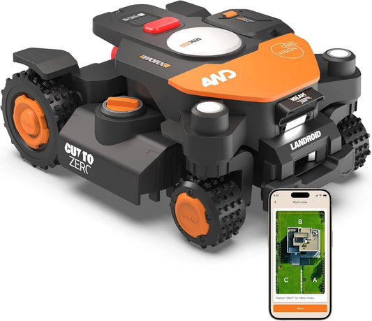 Tondeuse Robotisée 4WD WORX Vision Cloud WR344E avec Navigation IA, 4000 m²
