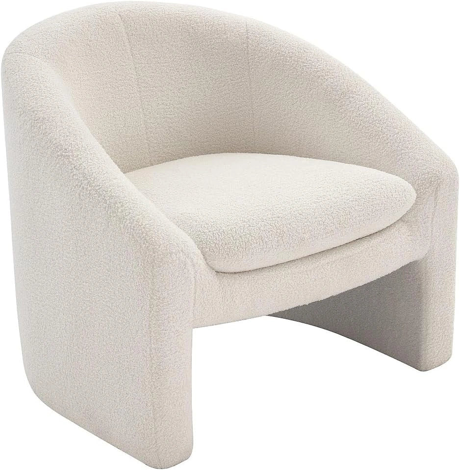 Fauteuil Confortable en Tissu Bouclette Blanc - OSSANA