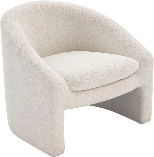 Fauteuil Confortable en Tissu Bouclette Blanc - OSSANA