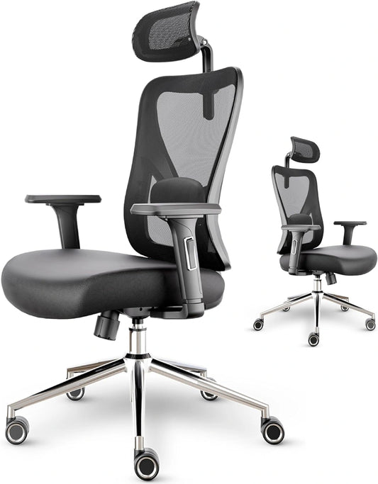 Chaise Ergonomique Alpha - Fauteuil de Bureau Réglable et Confortable, Support jusqu'à 150 kg