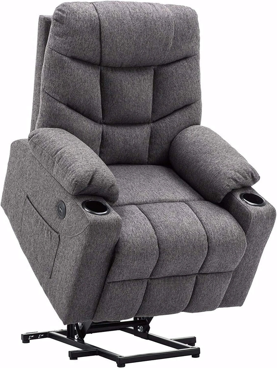 M MCombo Fauteuil Relax Électrique Inclinable 140° avec USB, Aide à la Levée, Tissu Gris