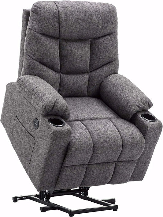 M MCombo Fauteuil Relax Électrique Inclinable 140° avec USB, Aide à la Levée, Tissu Gris