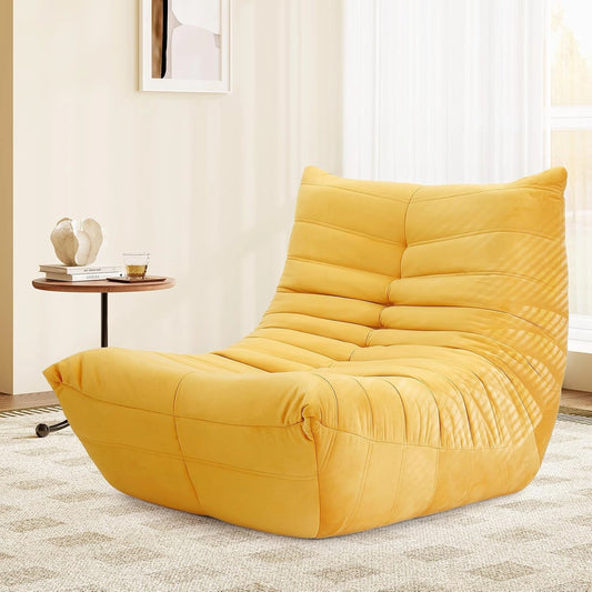 Canapé Relax Jaune en Daim Synthétique - Confort et Flexibilité pour Salon et Chambre